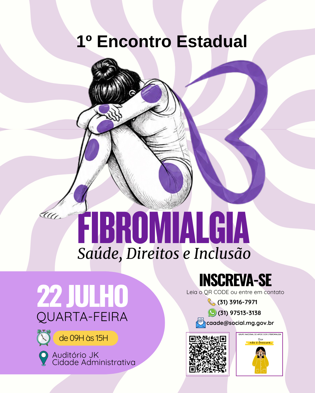 Estão abertas as inscrições para o 1º Encontro Estadual de Fibromialgia: Saúde, Direitos e Inclusão