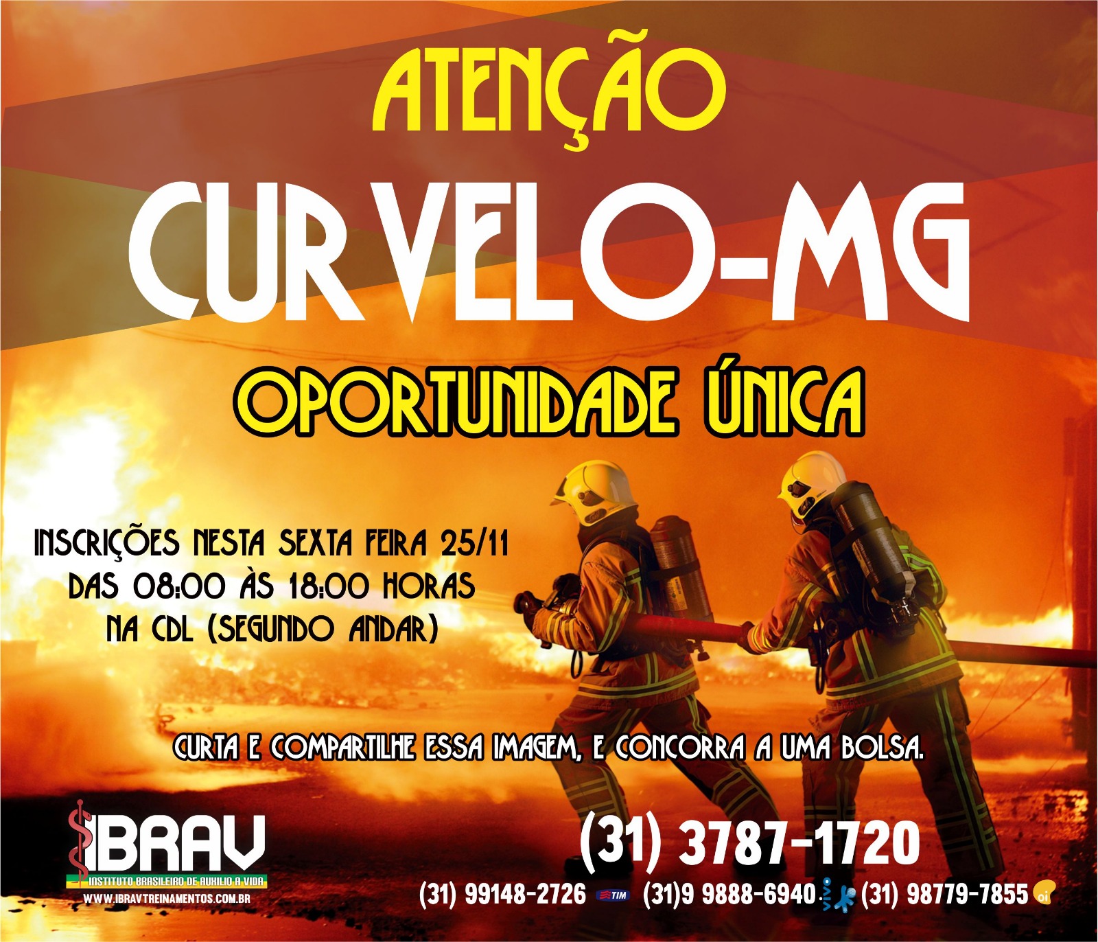 Ibrav Treinamentos, traz a Curvelo e Região curso de Bombeiro Profissional, inscrições acontecem nesta sexta-feira